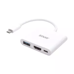 Хаб Savio AK-48 USB Typ C - HDMI USB 3.0 PD White