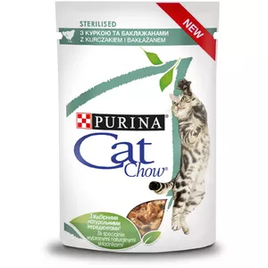 Влажный корм для кошек Purina Nestlé PURINA Cat Chow 85 г пакет — курица, для взрослых стерилизованных, белок 13,5%, влажность 78%