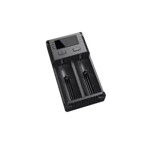 Battery Charger Nitecore NEW i2 — 2‑bay charger for LiFePO4, Li‑Ion, NiMH; input 100–240V; output 9–12V; supports AAAA/C/D/AAA/AA; black