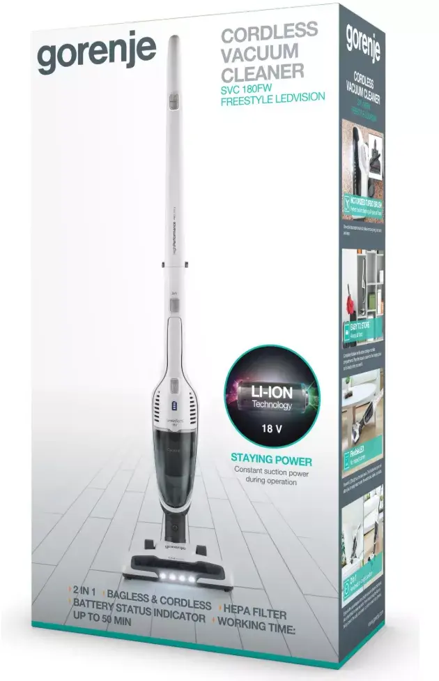 Пылесос 2-в-1 Gorenje SVC180FW Photo 2