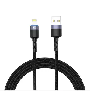 USB to Lightning data cable Tellur 1.2 m nylon braided black