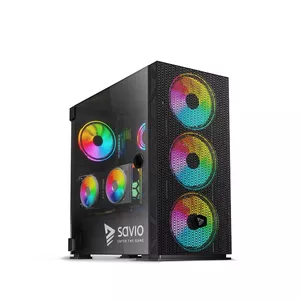 PC case SAVIO SAVGC-RAPTORX1 Midi Tower — black, tempered glass, supports ATX/micro ATX, GPU up to 34 cm, CPU cooler up to 16.1 cm