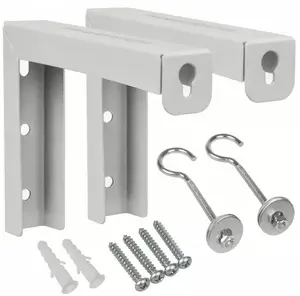 Mounting hangers MACLEAN MC-923 for projection screens, steel, set of 2, max load 25 kg, white