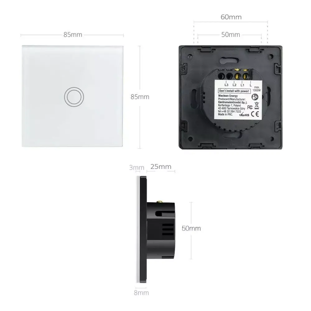 Touch light switch MACLEAN MCE703W 1 gang 220V Photo 11