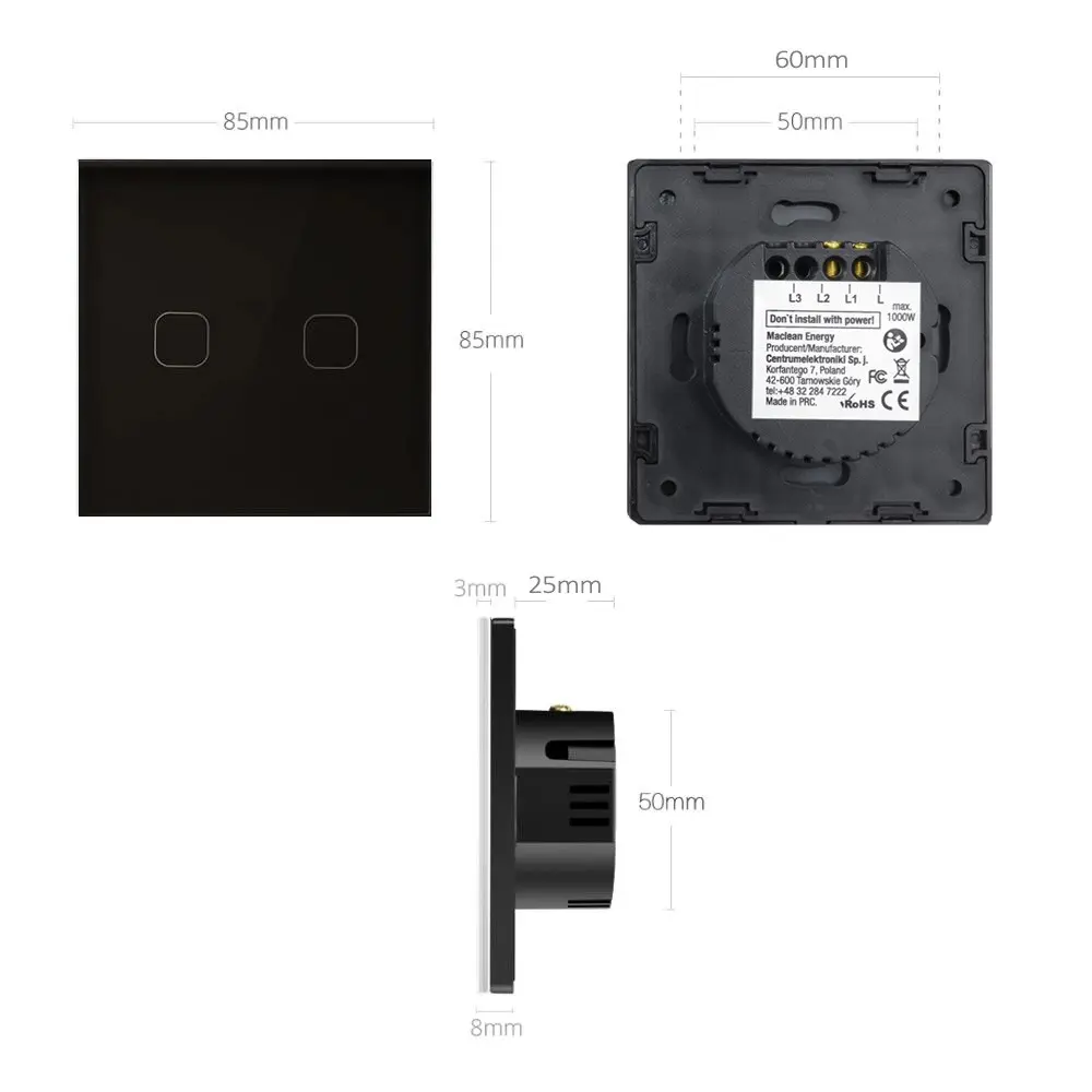 Wall light switch MACLEAN MCE702B Photo 9