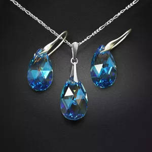 Sudraba komplekts "Baroka (Aquamarine Blue AB)" ar Swarovski™ kristāliem