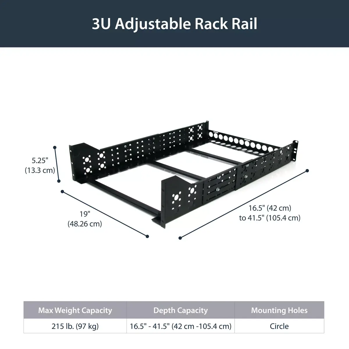 StarTech 3U Fixed 19-inch Universal Server Rack Rails Photo 3