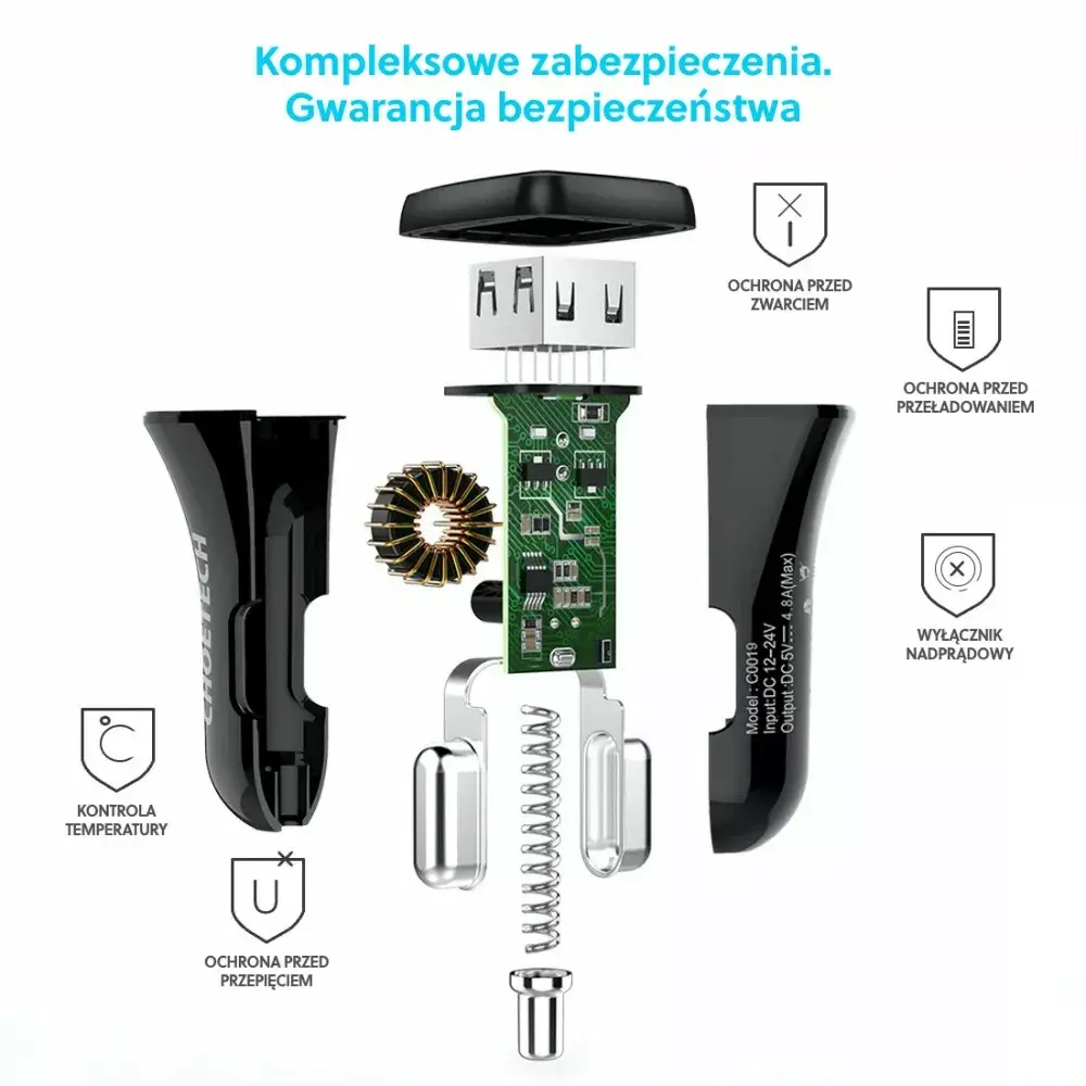 CHOETECH C0051 USB-A 2-port 36W QC3.0 charger Photo 5
