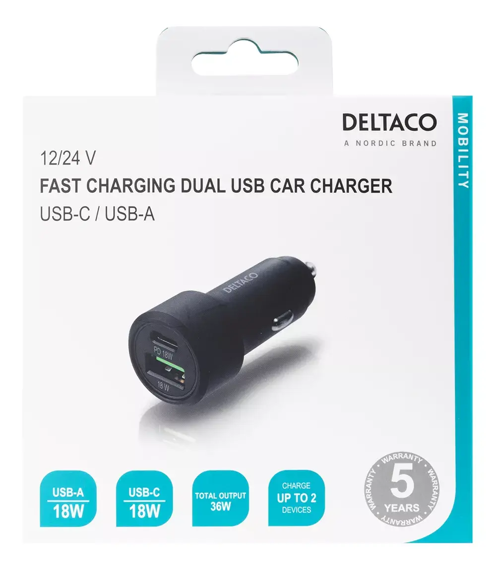 Automobiļu lādētājs Deltaco USBC-CAR122 Photo 3