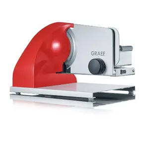 Электрическая ломтерезка Graef SKS903EU — 185 Вт, толщина среза до 15 мм, нержавеющая сталь, красная