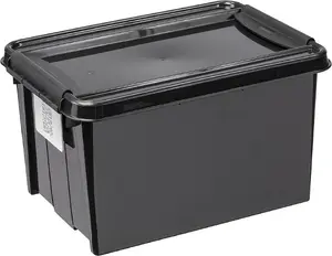 Storage Box plast team PROBOX RECYCLE 14.0 L with Lid, black, clip locks
