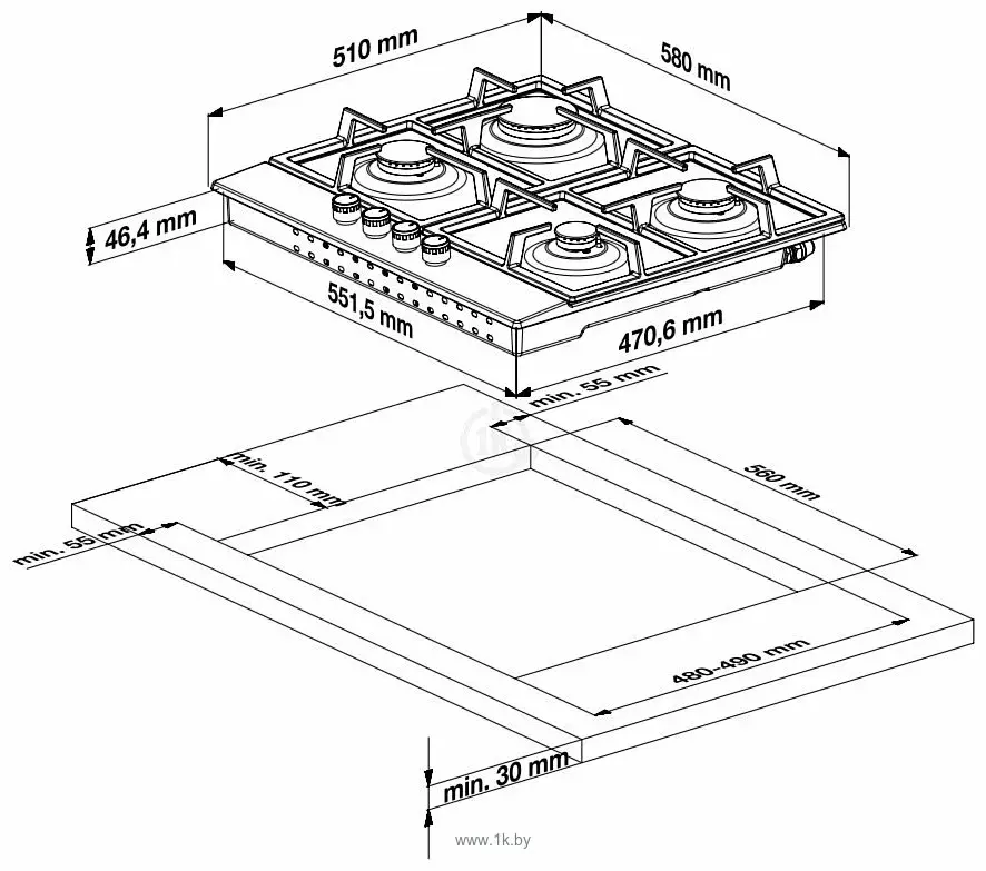 Газовая варочная панель Beko HILG 642C5 SB Photo 2