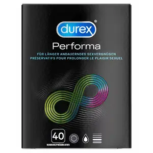 Condom Durex Performa 40 — 40 pcs, nominal width 56 mm, benzocaine 5%, natural rubber latex