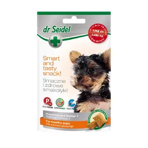 Dry dog food dr seidel Puppy Beef & Corn 90 g — for medium breeds (11–25 kg)
