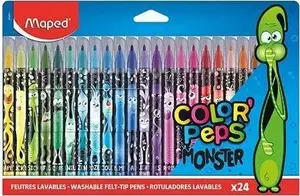 Feltpildspalvas Maped COLOR'PEPS MONSTER 24 gab., apaļš gals 2,8 mm, fiksēts galiņš, kartona iepakojums