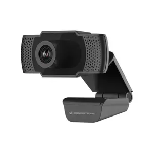 Webcam CONCEPTRONIC AMDIS 1080P Full HD with Microphone, 2 MP, USB 2.0, Black, Stand