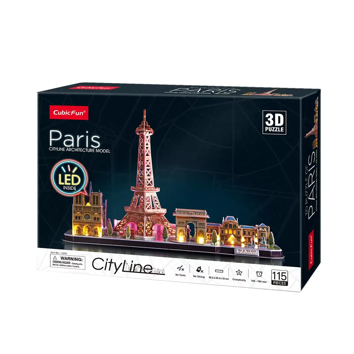 3D Puzle CubicFun City Line Parīze LED Photo 4