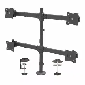 StarTech Desk Mount Quad Monitor Arm ARMQUAD — Ergonomic VESA 2x2 pole mount for up to four 27" screens, clamp/grommet, tilt/swivel/rotate