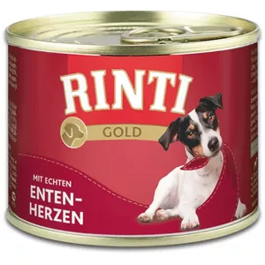 Влажный корм для собак RINTI Gold Duck Heart Adult 185 г — беззерновой, без глютена и сои, полноценный корм