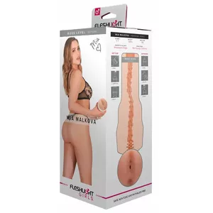 Sleeve-style male masturbator Fleshlight Mia Malkova Boss Level — SuperSkin sleeve, 25 cm insertion depth, pearl white case