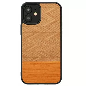 Phone case Man and Wood for iPhone 12 mini, herringbone arancia black