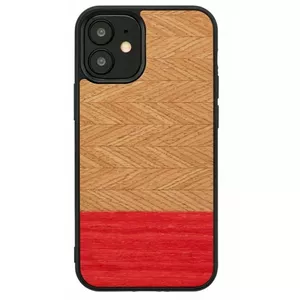 Protective mobile phone case Man and Wood for iPhone 12 mini — herringbone azalea black pattern
