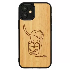Phone case man and wood for iPhone 12 mini — printed cat with red fish
