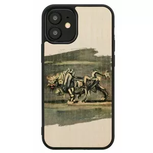 Phone case Man and Wood for iPhone 12 mini — white bull design