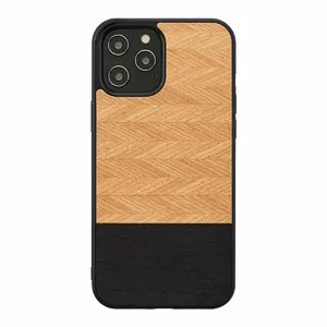 Phone case man and wood for iPhone 12 Pro Max — herringbone nero black