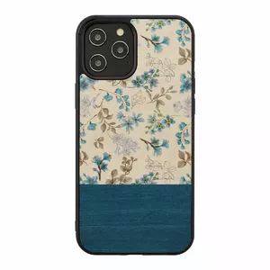 Phone case man and wood for iPhone 12 Pro Max — blue flower on black