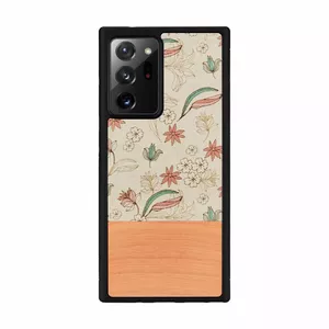 Aizsargvāciņš man and wood priekš Samsung Galaxy Note 20 Ultra — rozā zieds uz melna fona
