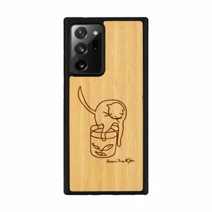 Aizsargvāciņš man and wood priekš Samsung Galaxy Note 20 Ultra — attēls: kaķis ar zivtiņu