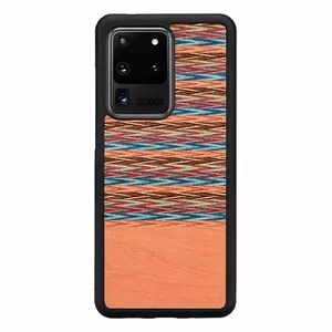 Чехол man and wood для Samsung Galaxy S20 Ultra — коричневая клетка с черной отделкой