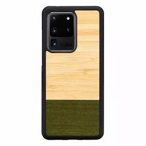 Vāciņš man and wood Galaxy S20 Ultra bamboo black — aizsargvāks ar bambusa ieliktni