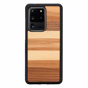 Чехол для смартфона man and wood Galaxy S20 Ultra — чёрное деревянное покрытие