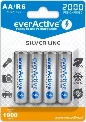 Uzlādējamas Ni‑MH AA baterijas everActive AKAA
