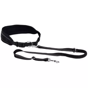 Hands-free dog/cat lead Trixie 12767 — 1.5 m length, 2.5 cm strap, black, waist belt 9 cm