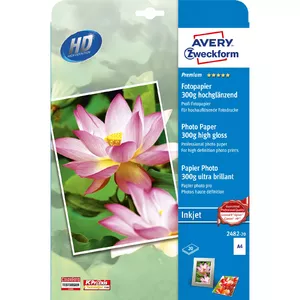A4 augsti spīdīga papīra loksnes Avery Zweckform 300 g/m², 20 loksnes