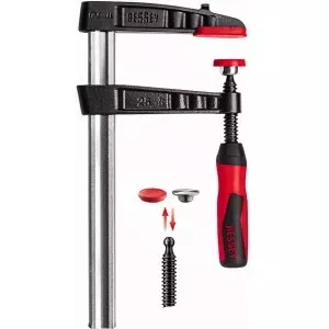 Струбцина-рычажная Bessey TG12-2K — раскрытие 12 см, чугун и пластик, элементы из нержавеющей стали