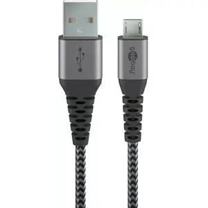 USB cable Wentronic 49282 USB 2.0 1 m Micro-USB B USB A Black Grey