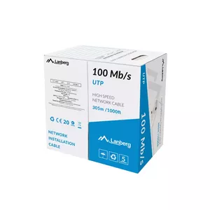 Сетевой кабель LANBERG U/UTP Cat5e LCU5-10CC-0305-S, 305 м, CCA проводник, 24 AWG, серый