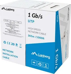 LANBERG tīkla kabelis LCU6-10CC-0305-S U/UTP Cat6 305 m, 23 AWG, CCA, pelēks