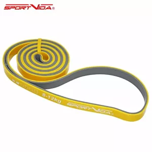 SportVida Ekspanders spēka gumija Fitnesa un GYM treniņiem 2080 * 15 * 4,5 MM (8-12kg) Dzeltena