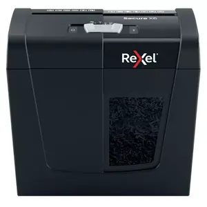 Шредер для бумаги REXEL Secure X6 — перекрёстная резка P-4 4×40 мм, 6 листов, контейнер 10 л, режим 3 мин, чёрный