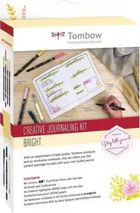 Marker set Tombow Creative Journaling Kit BRIGHT — includes 4 Dual Brush Pens (ABT) and notebook, model BUJO-SET2