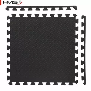 HMS MP12 MBR Puzzle Mat 12mm for Fitnes & Gym Equipment Floor Protection (4pcs) 61x61cm Black