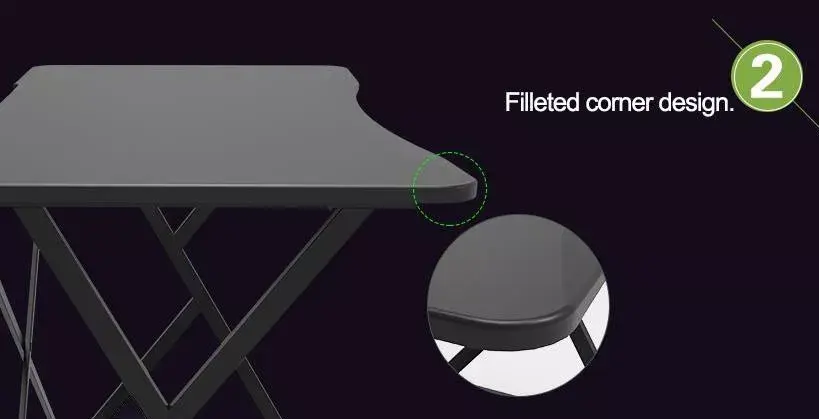 Spēļu galds Techly ar leņķa ergonomisko malu melns Photo 15