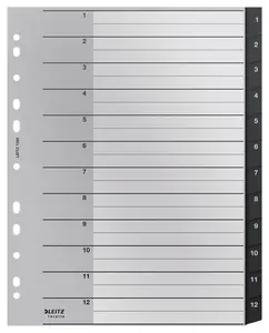 Leitz Recycle Index extra wide numeric tab index polypropylene black and white