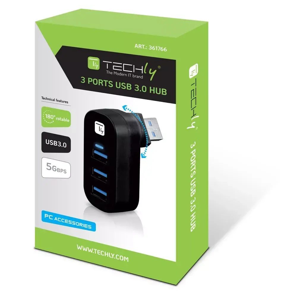 USB Hub Techly IUSB3-HUB3-ROTB Photo 2