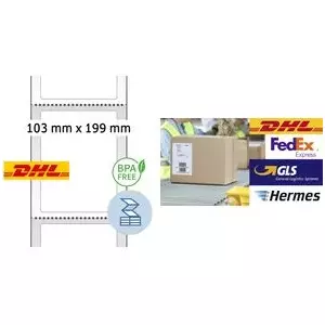 Shipping labels Herma 58506 – perforated carrier, thermal direct, 103 x 199 mm